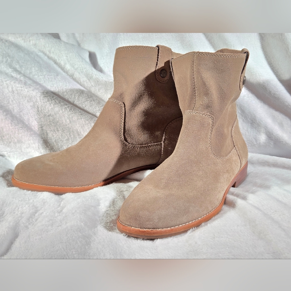 Suede Ankle Boots in Taupe